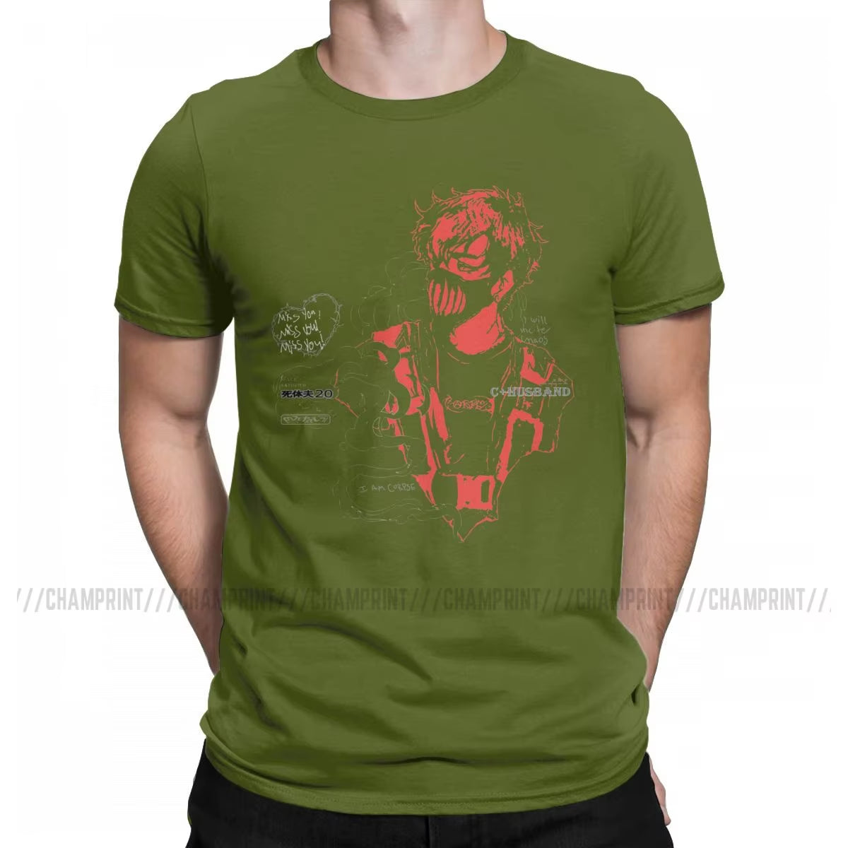 Corpse Husband Red T Shirt Men'S Cotton Humorous T-Shirts O Neck Tees Short Sleeve Clothes Graphic