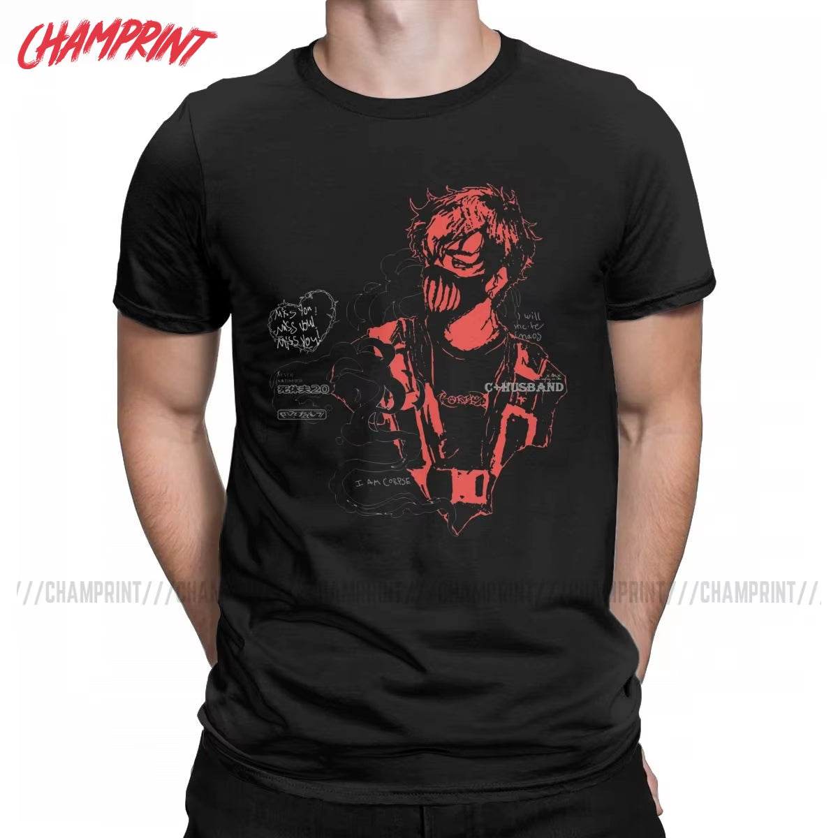 Corpse Husband Red T Shirt Men'S Cotton Humorous T-Shirts O Neck Tees Short Sleeve Clothes Graphic