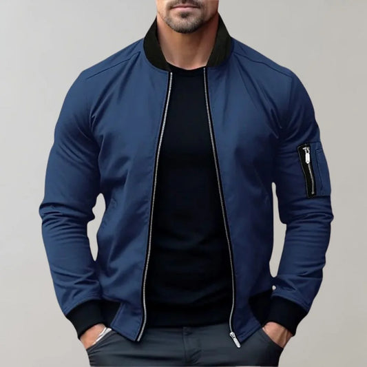 Blouson Aviateur Zippé Pour Homme, Coupe Ajustée, Avec Poches