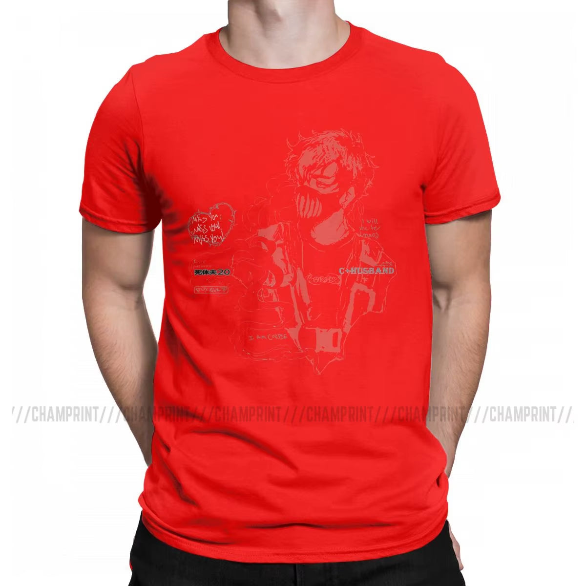 Corpse Husband Red T Shirt Men'S Cotton Humorous T-Shirts O Neck Tees Short Sleeve Clothes Graphic