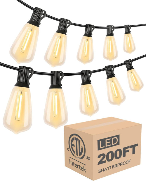 200FT Outdoor String Lights, LED Bistro String Lights with Shatterproof ST38 Vintage Bulbs, 2200K Dimmable, Waterproof Hanging Lights for Porch, Deck, Garden, Backyard, Balcony - ETL Listed